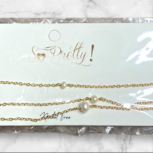 So Pretty Dainty Gold Pearl Choker Necklaces Layering Set For Women Nickel Free - Picture 2 of 7